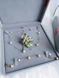 Velvet Jewelry Box for Long Pearl Necklace - Grey