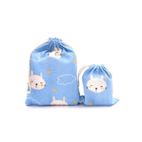 Pink Flower Cotton Bags Drawstring Jewelry Gift Bag Cartoon Character Printed