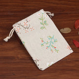 Pink Flower Cotton Bags Drawstring Jewelry Gift Bag Cartoon Character Printed