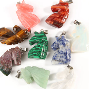 19x27mm Unicorn Shape Natural Stone Pendant for Jewelry Making