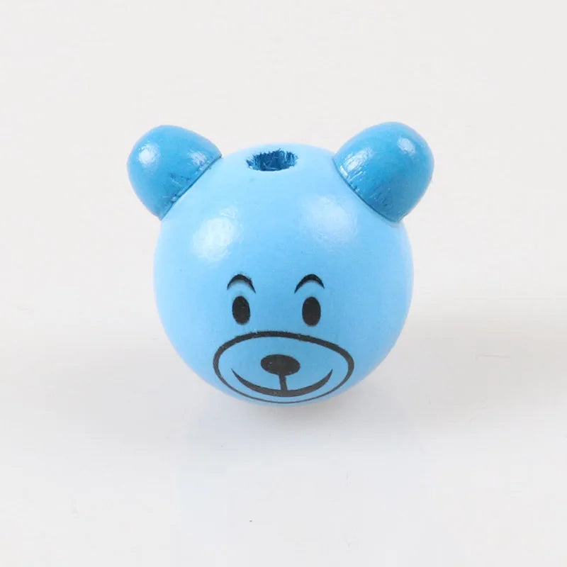 10pcs 3D Bear Spacer Pink Kids Wood Beads DIY Accessory
