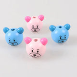 10pcs 3D Bear Spacer Pink Kids Wood Beads DIY Accessory