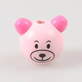 10pcs 3D Bear Spacer Pink Kids Wood Beads DIY Accessory