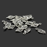100Pcs Leaf Charm Antique Silver Plated Pendant Jewelry DIY Pendants