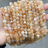 Golden Quartz Crystal Beads Round Loose Spacer Gemstone Bead