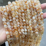 Golden Quartz Crystal Beads Round Loose Spacer Gemstone Bead