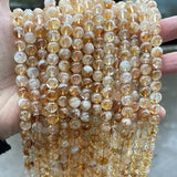 Golden Quartz Crystal Beads Round Loose Spacer Gemstone Bead