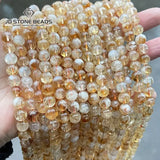 Golden Quartz Crystal Beads Round Loose Spacer Gemstone Bead