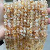 Golden Quartz Crystal Beads Round Loose Spacer Gemstone Bead