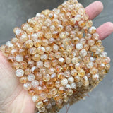 Golden Quartz Crystal Beads Round Loose Spacer Gemstone Bead