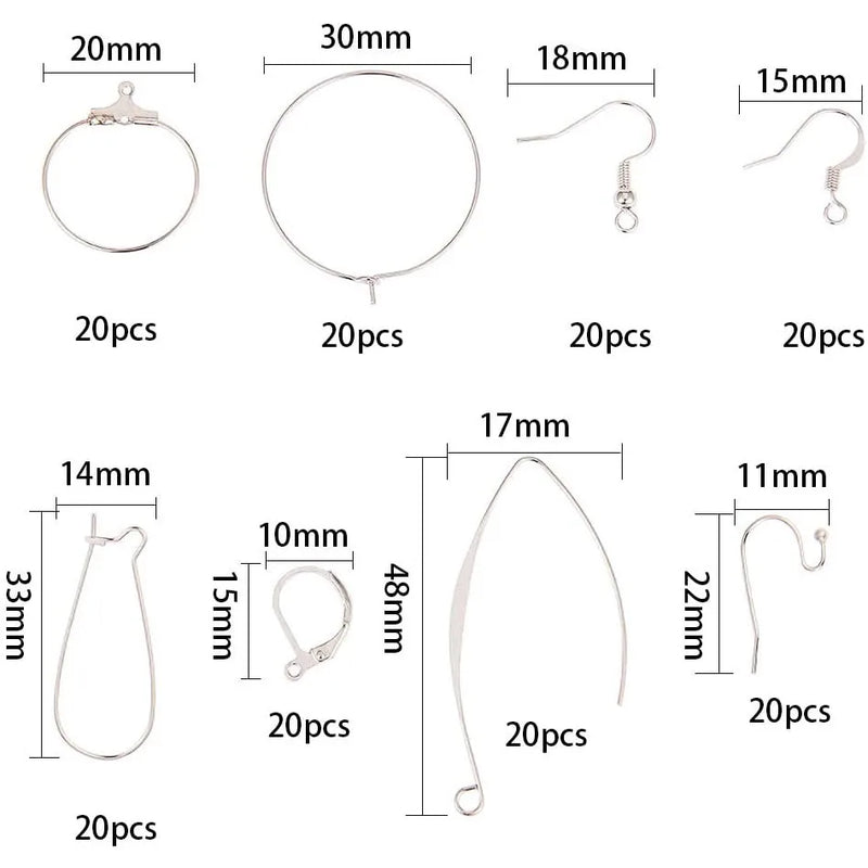 Nickel Kidney Ear Wires Lever Back Beading Hoop Earring Findings