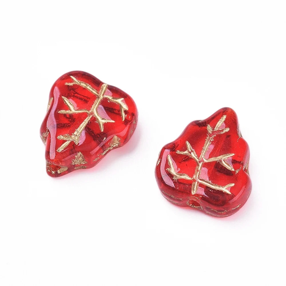 Mixed Czech Glass Leaf Beads for Jewelry Making DIY Crafts