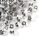 Acrylic Beads Flat Round Moon Heart Star 7x4mm 200pcs