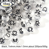 Acrylic Beads Flat Round Moon Heart Star 7x4mm 200pcs
