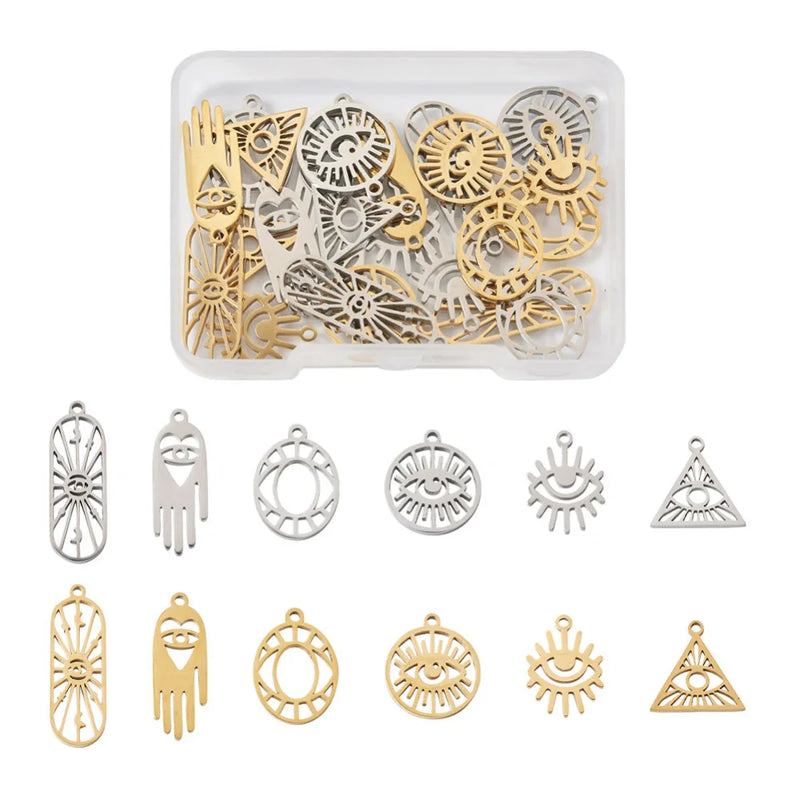 304 Stainless Steel Evil Eye Pendants for Jewelry Making