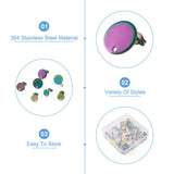 304 Stainless Steel Flat Round Ear Stud Findings with Ear Nuts, Mix