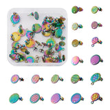 304 Stainless Steel Flat Round Ear Stud Findings with Ear Nuts, Mix
