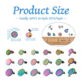 304 Stainless Steel Flat Round Ear Stud Findings with Ear Nuts, Mix