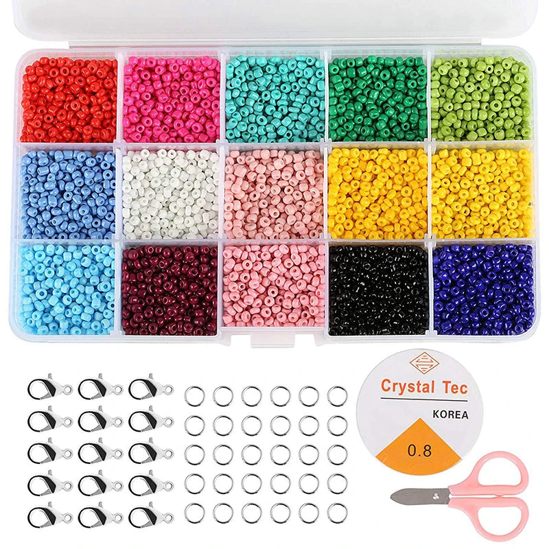 3mm/4mm Beads Set Glass Seed Acrylic Letter DIY Jewelry Making Bracelet Necklace