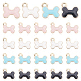 40pcs 4Colors Dog Bone Enamel Charms Pet Pendants Crystal Doggy Bone Charm