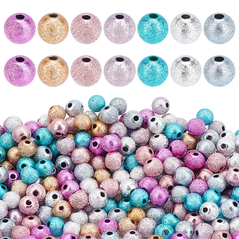 490Pcs Matte Style Spray Painted Acrylic Beads Round Mixed 6mm