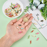 80pcs Lightning Bolt Charms Enamel Pendants 8 Colors Alloy Thunder Flash Charm