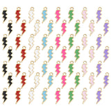 80pcs Lightning Bolt Charms Enamel Pendants 8 Colors Alloy Thunder Flash Charm