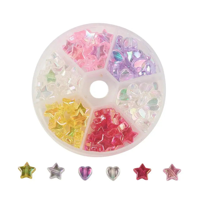 Mixed Acrylic Beads Spacer Transparent Rainbow Loose Beads DIY Bracelet Making