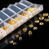 Alloy Bead Caps Flower Brackets w/ Storage Box DIY Jewelry Making Supplies