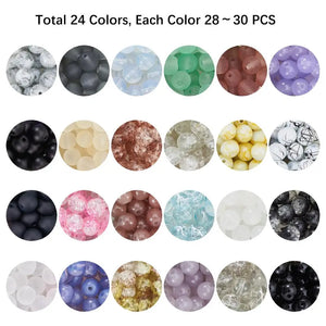 DIY Beading Kit 24 Colors 8mm Glass Beads for Bracelet Necklace Jewelry
