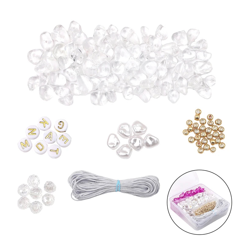 Glass Chips Letter Pearl Beads DIY Jewelry Making Kit