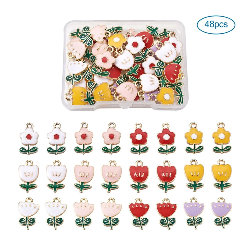 Colorful Flower Enamel Charms for DIY Jewelry Making