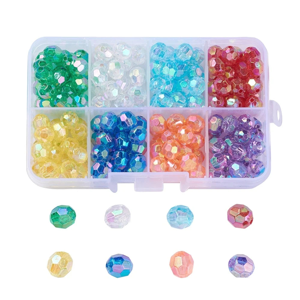 Colorful Transparent Acrylic Beads 4mm 6mm 8mm for DIY Jewelry Making