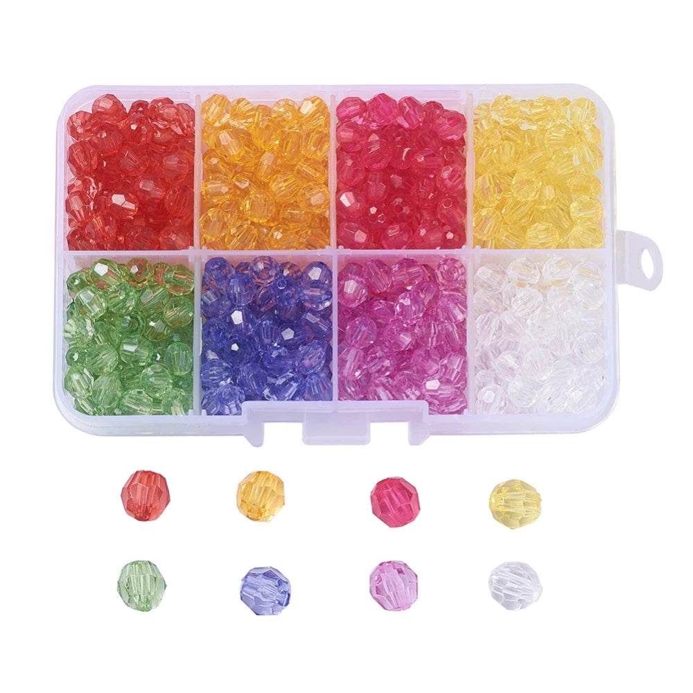 Colorful Transparent Acrylic Beads 4mm 6mm 8mm for DIY Jewelry Making