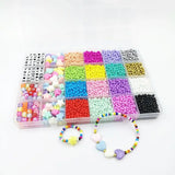 Czech Charm Glass Seed Beads Set With Tool, Acrylic Letter Spacer Beads