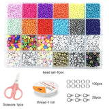 Czech Charm Glass Seed Beads Set With Tool, Acrylic Letter Spacer Beads