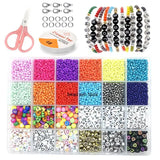 Czech Charm Glass Seed Beads Set With Tool, Acrylic Letter Spacer Beads
