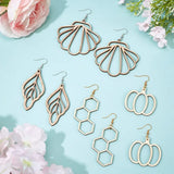 12 Pairs Wood Earring Making Kit Geometric Charms Hooks Findings
