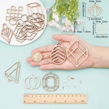 12 Pairs Wood Earring Making Kit Geometric Charms Hooks Findings