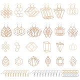 12 Pairs Wood Earring Making Kit Geometric Charms Hooks Findings
