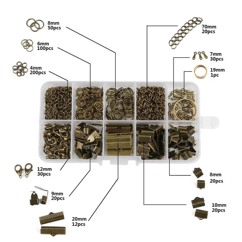DIY Jewelry Findings Tools Set Jump Rings Lobster Clasps Earring Hooks Beads Kit