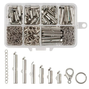 DIY Ribbon Ends Slide Clasp Twist Extender Chains Jump Rings Lobster Clasps