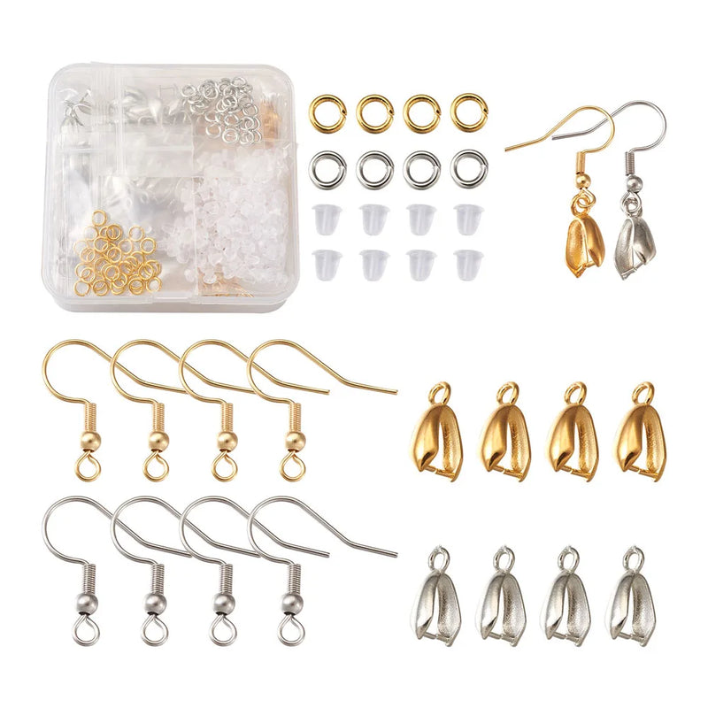 Earring Hooks Ice Pick Bails Jump Rings Ear Nuts DIY Jewelry Kit