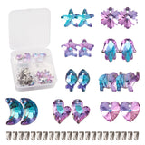 Glass Pendants Mixed Shapes Charms with Snap on Bails