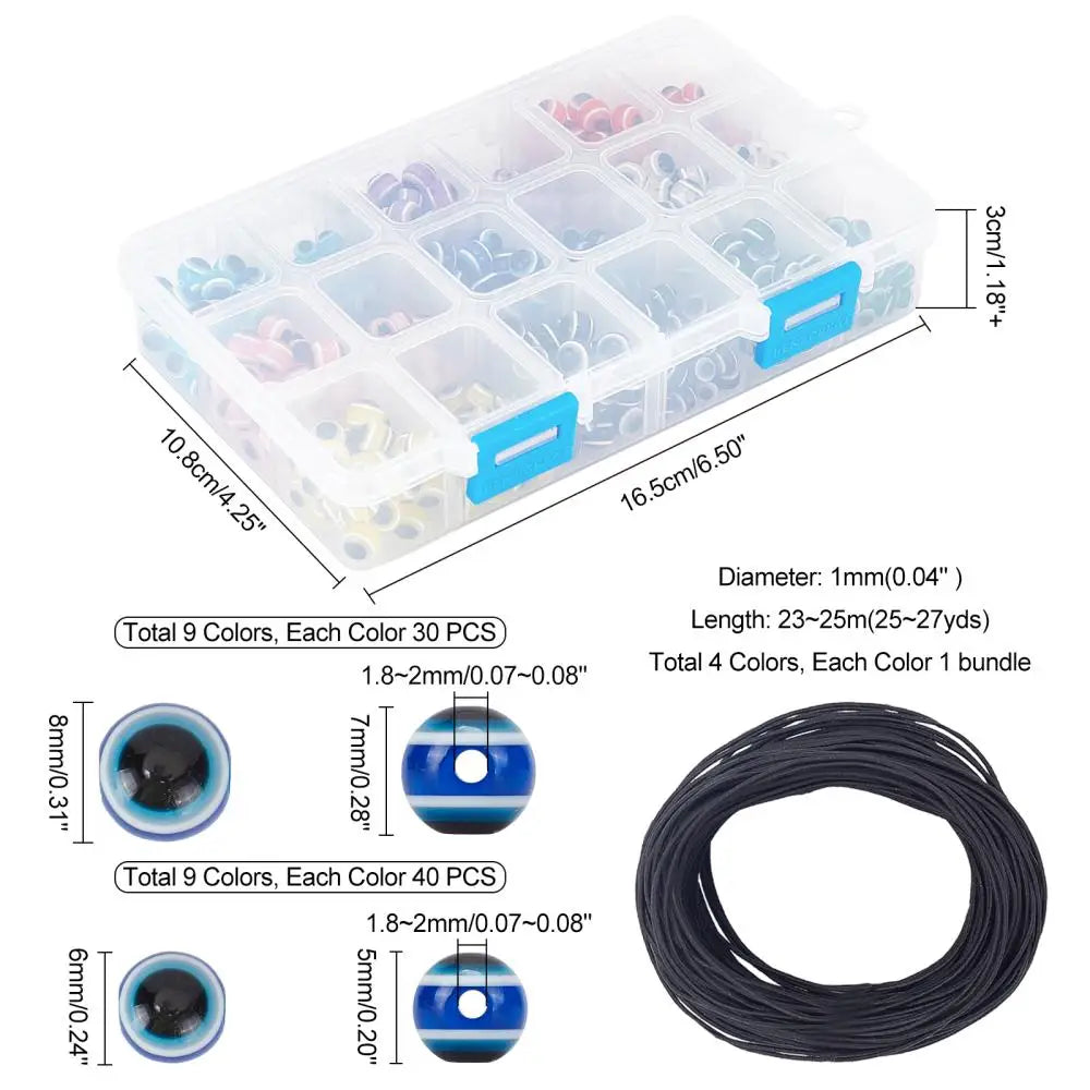 Evil Eye Resin Beads Mixed Round Spacer Bead with Elastic Cord