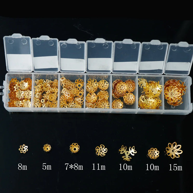 Filigree Flower Beads End Caps Jewelry Making Kit Set