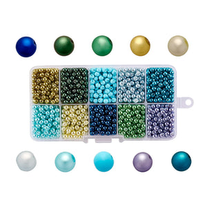 Glass Pearlized Round Ball Glass Pearl Beads 4-10mm Jewelry Making Crafts