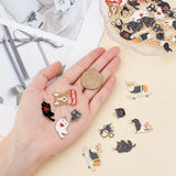36pcs Mixed Cat & Dog Enamel Pendants, Golden Plated Zinc Alloy