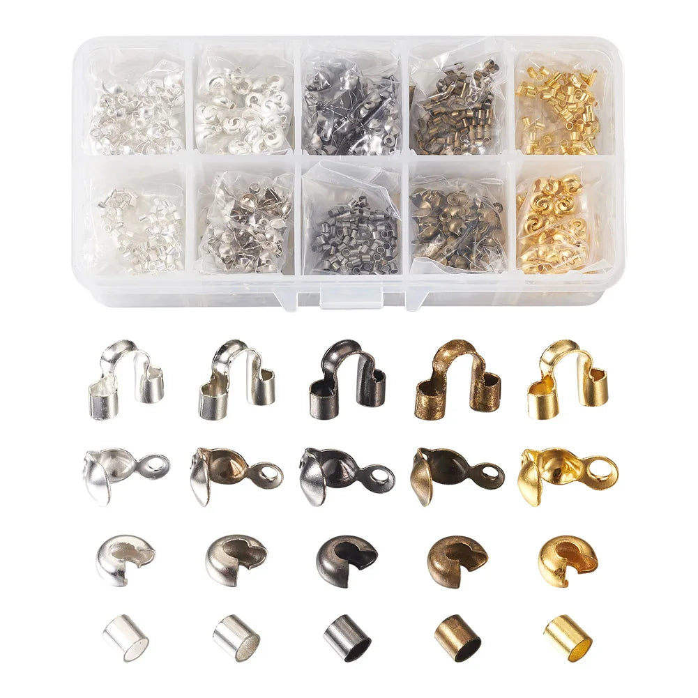 Mixed Brass Crimp Beads and Covers for Jewelry Making