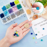Mixed Glass Beads Kit with Scissors & Elastic Thread for DIY Jewelry